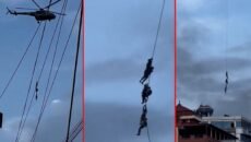 হেলিকপ্টারের দড়িতে ঝুলে পালিয়েছেন নেপালের মন্ত্রীরা!